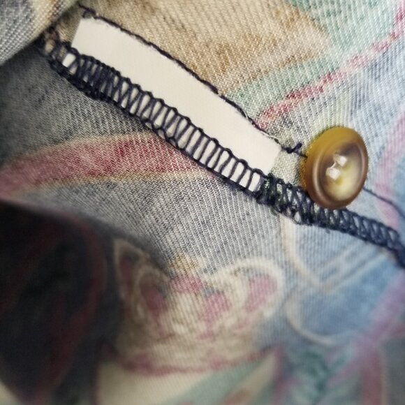 Vintage Equestrian Print Blouse Top Size 12 Long Sleeves Double Buttons - Picture 10 of 13